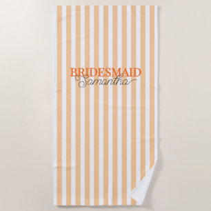 Orange Striped Bridesmaid Bachelorette Weekend Beach Towel
