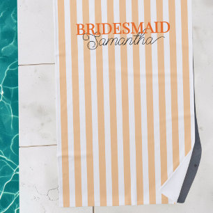 Orange Striped Bridesmaid Bachelorette Weekend Beach Towel