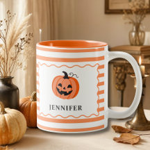 Orange Striped Pumpkin Personalized Halloween