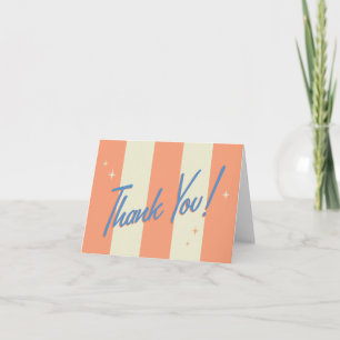 Orange Striped Retro Thank You Note Card