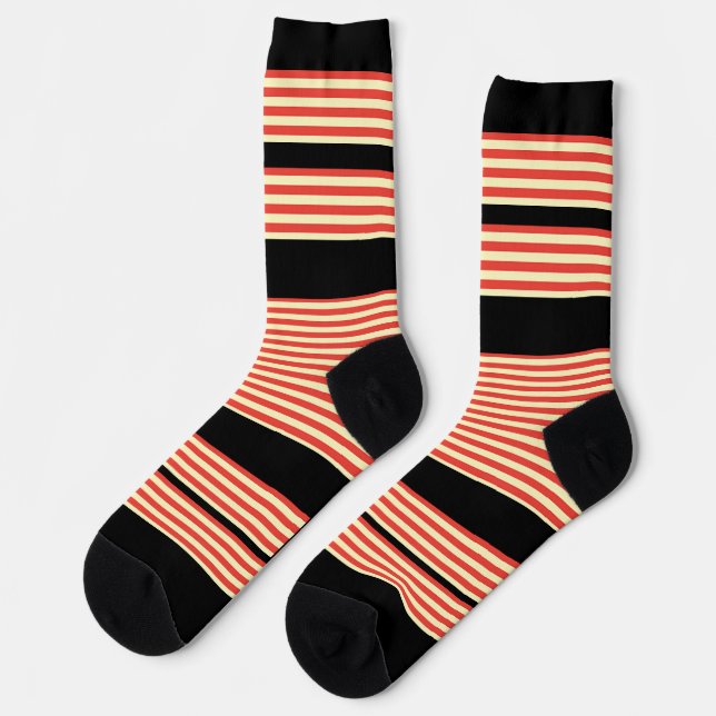 Orange Stripes Black Socks (Left)