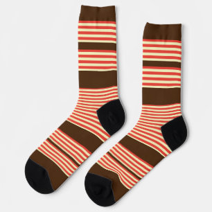 Orange Stripes Brown Socks