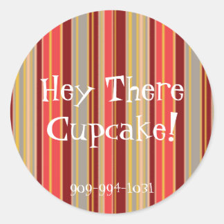 orange stripes classic round sticker