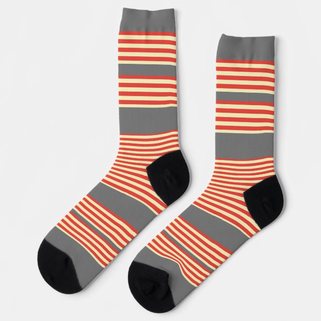 Orange Stripes Grey  Socks (Left)