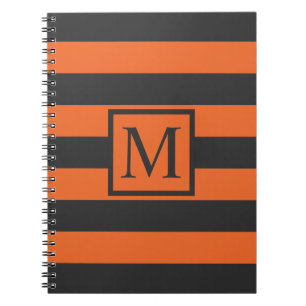 Orange Stripes Halloween Monogram   Guestbook Notebook