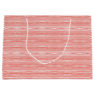 Orange stripes, lines  large gift bag