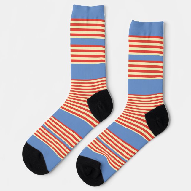 Orange Stripes Lt Blue  Socks (Left)