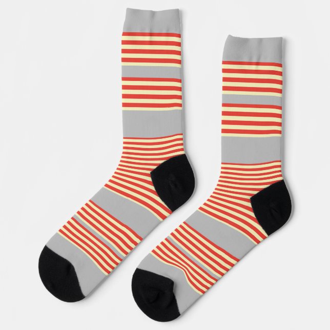 Orange Stripes Lt Grey  Socks (Left)
