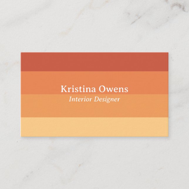 Orange Stripes Modern Gradient Minimalist Business Card (Front)