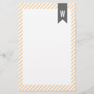 Orange Stripes Monogram Stationery