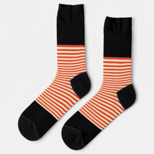 Orange Stripes On Black Socks