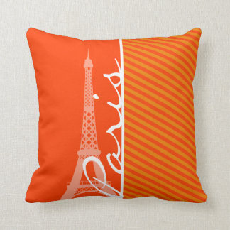 Orange Stripes; Paris Throw Pillow