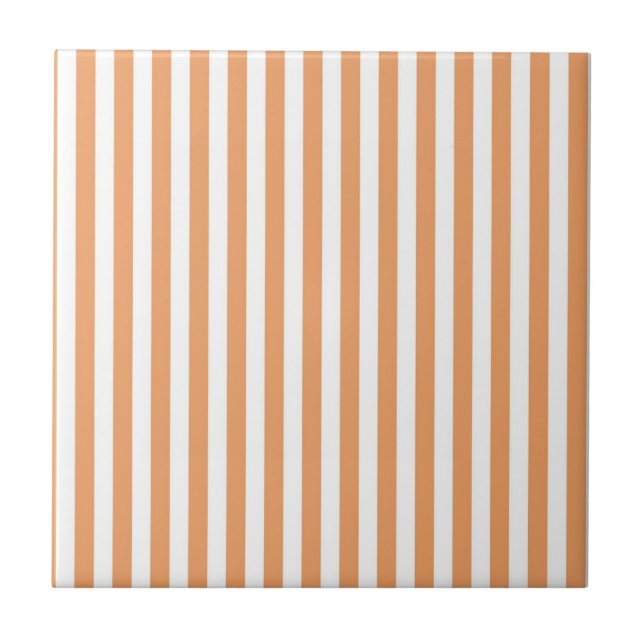 Orange Stripes Pattern Minimal Modern Summer Tile (Front)