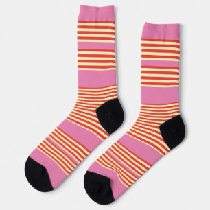 Orange Stripes Pink  Socks