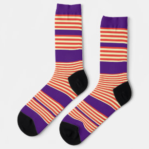 Orange Stripes Purple Socks