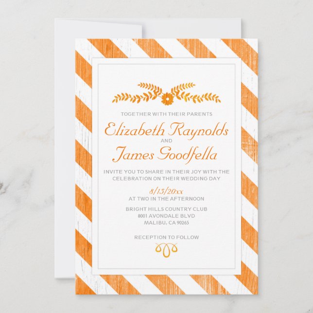 Orange Stripes Wedding Invitations (Front)