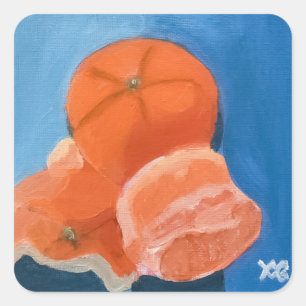 Orange study square sticker