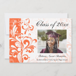 Orange Stunning Swirl Photo Graduation/Party Invitation