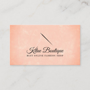Orange Stylish Needle Threads Seamstress Sewing Business Card
