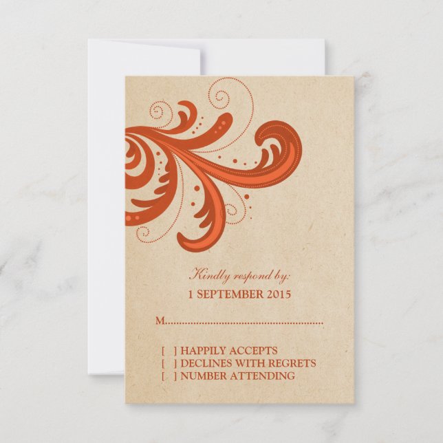 Orange Stylish Swirls Response Card (Front)
