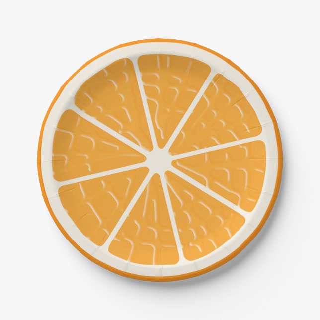 Orange Stylized Fruit Slice Paper Plate (Front)