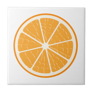 Orange Stylized Fruit Slice Tile