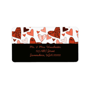 Orange Stylized Hearts Label