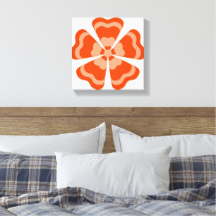 Orange Stylized Retro Flower  Canvas Print