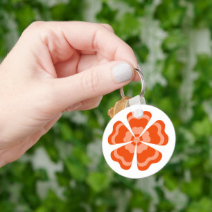Orange Stylized Retro Flower Keychain