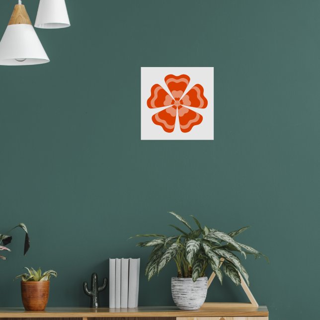 Orange Stylized Retro Flower  Poster (Living Room 1)