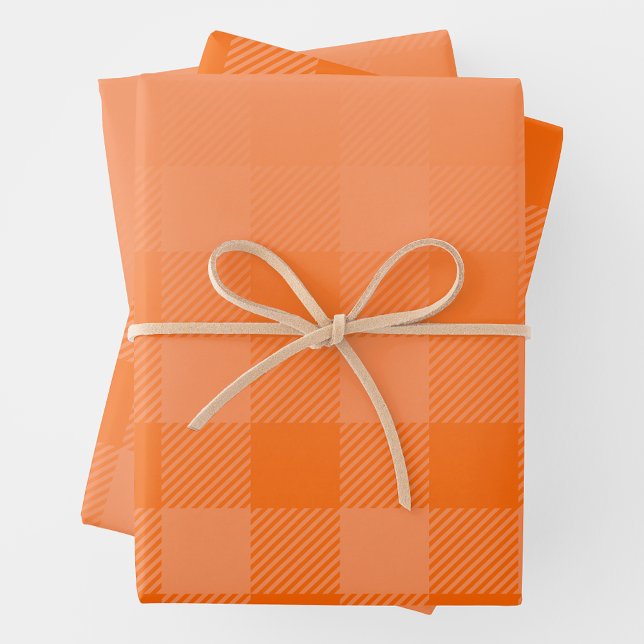 Orange Subtle Gradient w/ Peek-A-Boo Buffalo Plaid Wrapping Paper Sheet (Orange Subtle Gradient w/ Peek-A-Boo Buffalo Plaid Wrapping Paper Sheets)