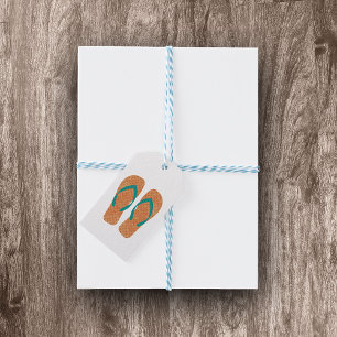 Orange Summer Beach Party Flip Flops Gift Tag