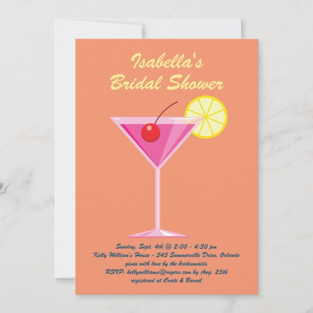 Orange Summer Bridal Shower Invitation (Front)