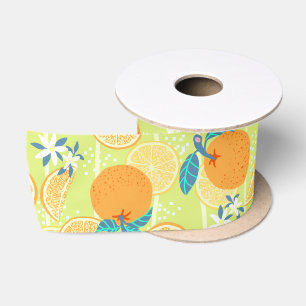 Orange Summer Green Satin Ribbon