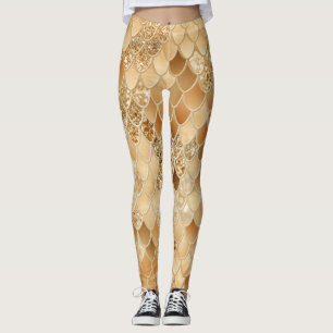 Orange Summer Mermaid Scales Glam #1  Leggings