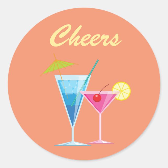 Orange Summer Wedding Cheers Sticker (Front)