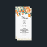 Orange Summer Wedding Menu Card<br><div class="desc">Winter Floral Wedding Menu Card</div>