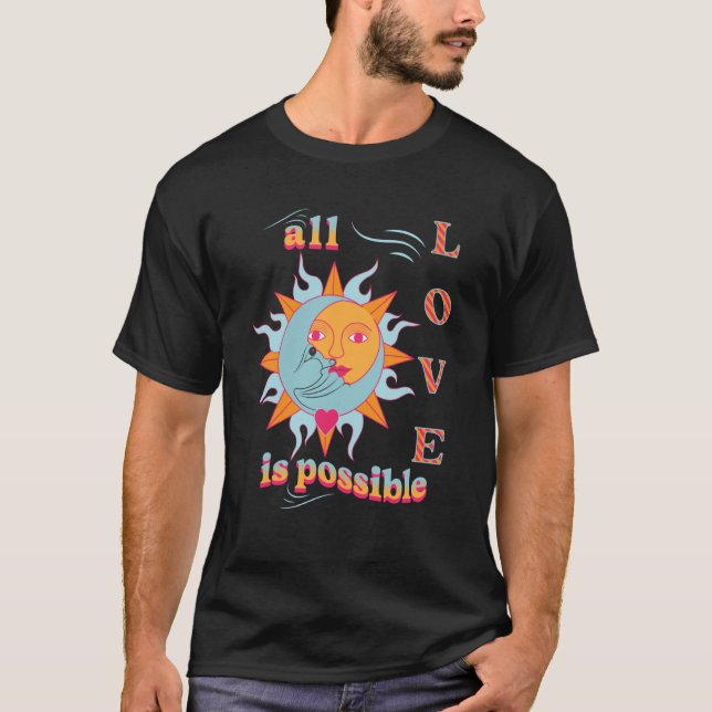 Orange Sun Blue Moon All Love Is Possible Eclipse T-Shirt (Front)