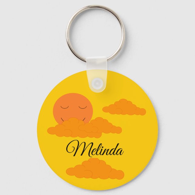Orange Sun in Golden Sky: Keychain (Back)