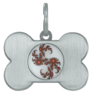Orange Sunburst Fractal Pet Tag
