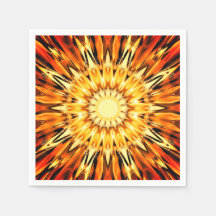 Orange Sunburst Paper Napkin