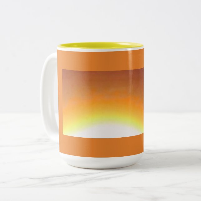 Orange Sunburst Two-Tone Coffee Mug (Front Left)