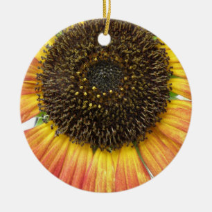 Orange Sunflower Custom Birthday Ceramic Ornament