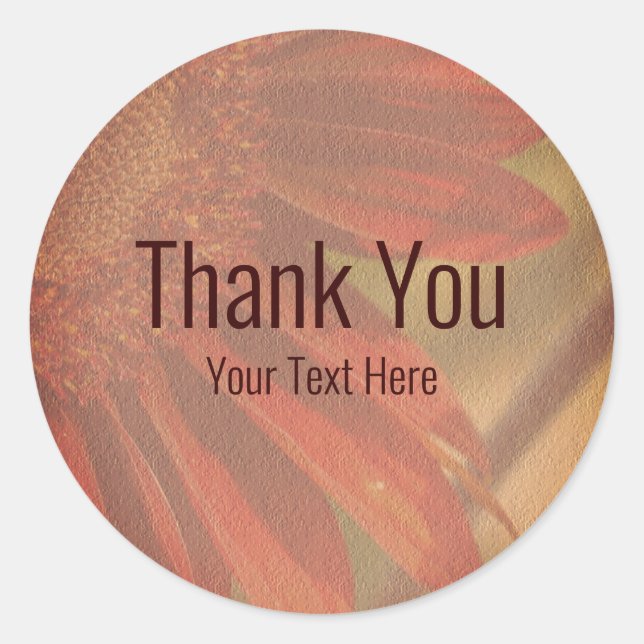 Orange Sunflower Flower Thank You Personalized Classic Round Sticker (Front)