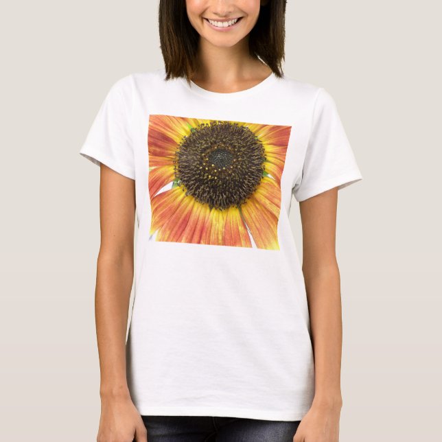 Orange Sunflower Ladies T Shirt (Front)