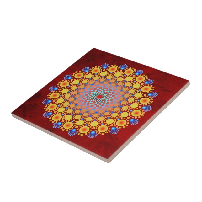 Orange Sunflower Mandala Tile (Side)