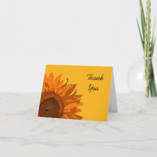 Orange Sunflower on Yellow Thank You