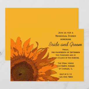 Orange Sunflower Wedding Rehearsal Dinner Invitation
