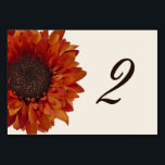 Orange Sunflower Wedding Table Number Card<br><div class="desc">A wedding table number card featuring an orange sunflower.  Personalize the number before you order.</div>