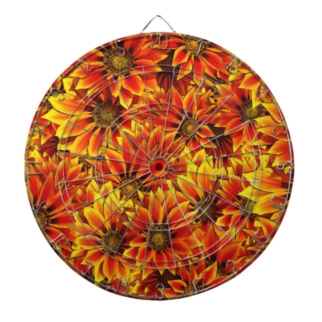 Orange Sunflowers Dartboard (Front)
